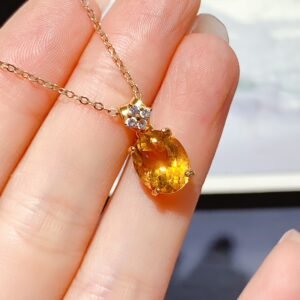 Natural Citrine Necklace 925 Silver 8*10mm 4A