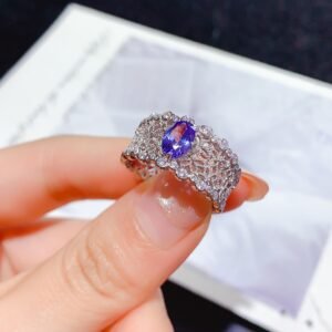 Natural Tanzanite 925 Silver Ring 4A 5×7MM